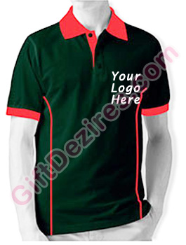 Designer Hunter Green and Red Color Logo Custom T Shirts